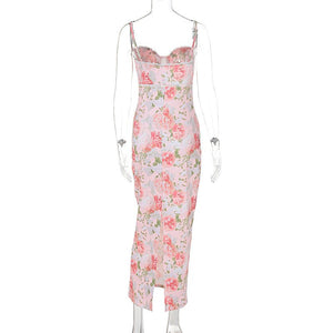 Printed slit casual style dress - Negative Apparel