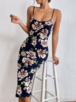 Privé Floral Print Split Hem Cami Dress - Negative Apparel