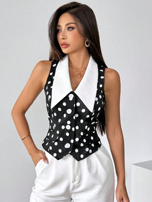 Privé Women's Color Block Sleeveless Shirt With Front Button Closure,Work Women Shirts. Elegant Style For Summer.Old Money.Teacher Clothes.Business Casual Women. - Negative Apparel