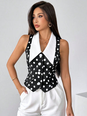 Privé Women's Color Block Sleeveless Shirt With Front Button Closure,Work Women Shirts. Elegant Style For Summer.Old Money.Teacher Clothes.Business Casual Women. - Negative Apparel