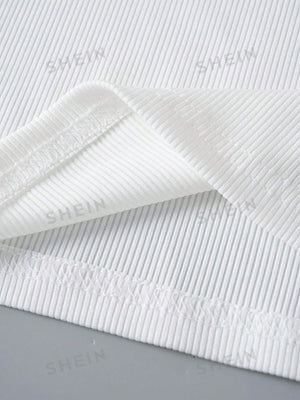 Privé Women's Solid Ribbed Knit Stand Collar Hollow Out Long Sleeve T-Shirt - Negative Apparel