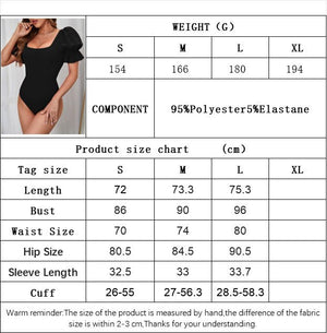 Puff sleeve bodysuit summer fashion slim sxy tops for women - Negative Apparel