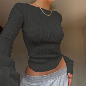 Pullover long sleeve round neck slim fit women's T-shirt - Negative Apparel