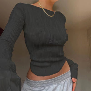 Pullover long sleeve round neck slim fit women's T-shirt - Negative Apparel