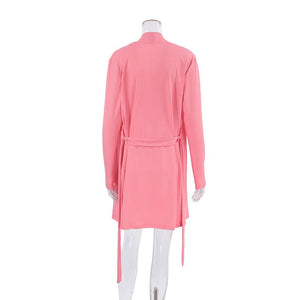 Pure color simple sleeping two - piece long - sleeved loungewear - Negative Apparel