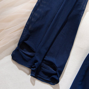 Pure desire cute perspective mesh skirt with chain halter neck with gloves four sets lingerie set - Negative Apparel