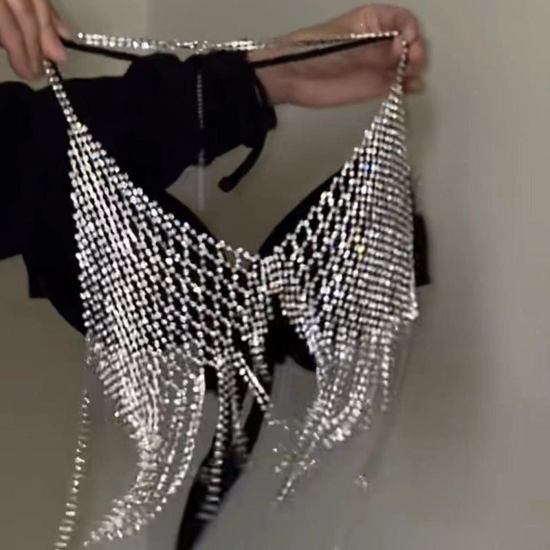 Pure desire fashion diamond tassel chest chain - Negative Apparel