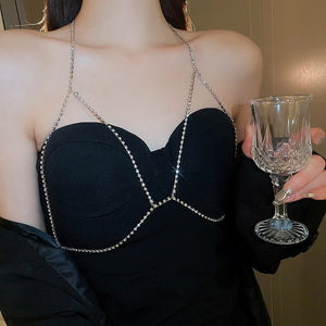 Pure desire fashion diamond tassel chest chain - Negative Apparel
