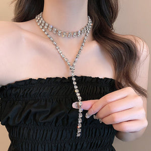 Pure desire fashion diamond tassel chest chain - Negative Apparel