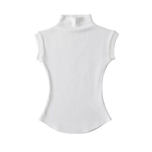 Pure desire style small high collar white short - sleeved T-shirt female summer cami top - Negative Apparel