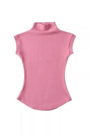 Pure desire style small high collar white short - sleeved T-shirt female summer cami top - Negative Apparel