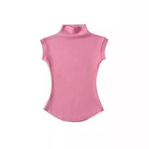 Pure desire style small high collar white short - sleeved T-shirt female summer cami top - Negative Apparel