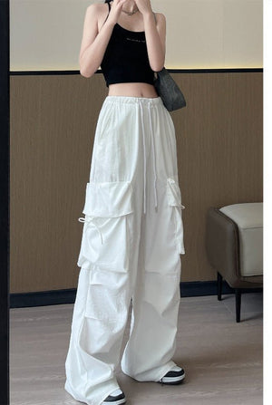 Retro overalls women's summer thin 2025 new thin casual American wide - leg pants high - waisted women's sweatpants - Negative Apparel