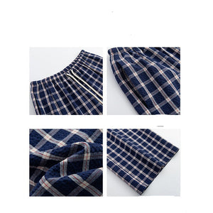 Retro plaid pants children's new spring, autumn and summer new high - waisted drape walking straight pants lazy mopping wide - leg pants - Negative Apparel