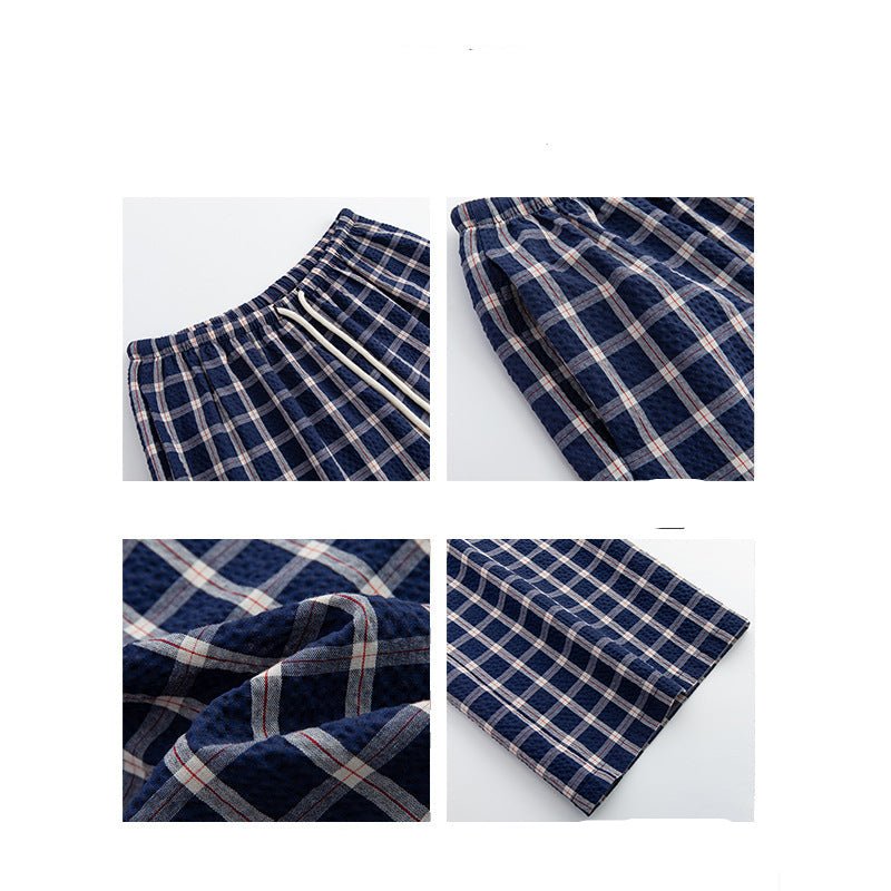 Retro plaid pants children's new spring, autumn and summer new high - waisted drape walking straight pants lazy mopping wide - leg pants - Negative Apparel