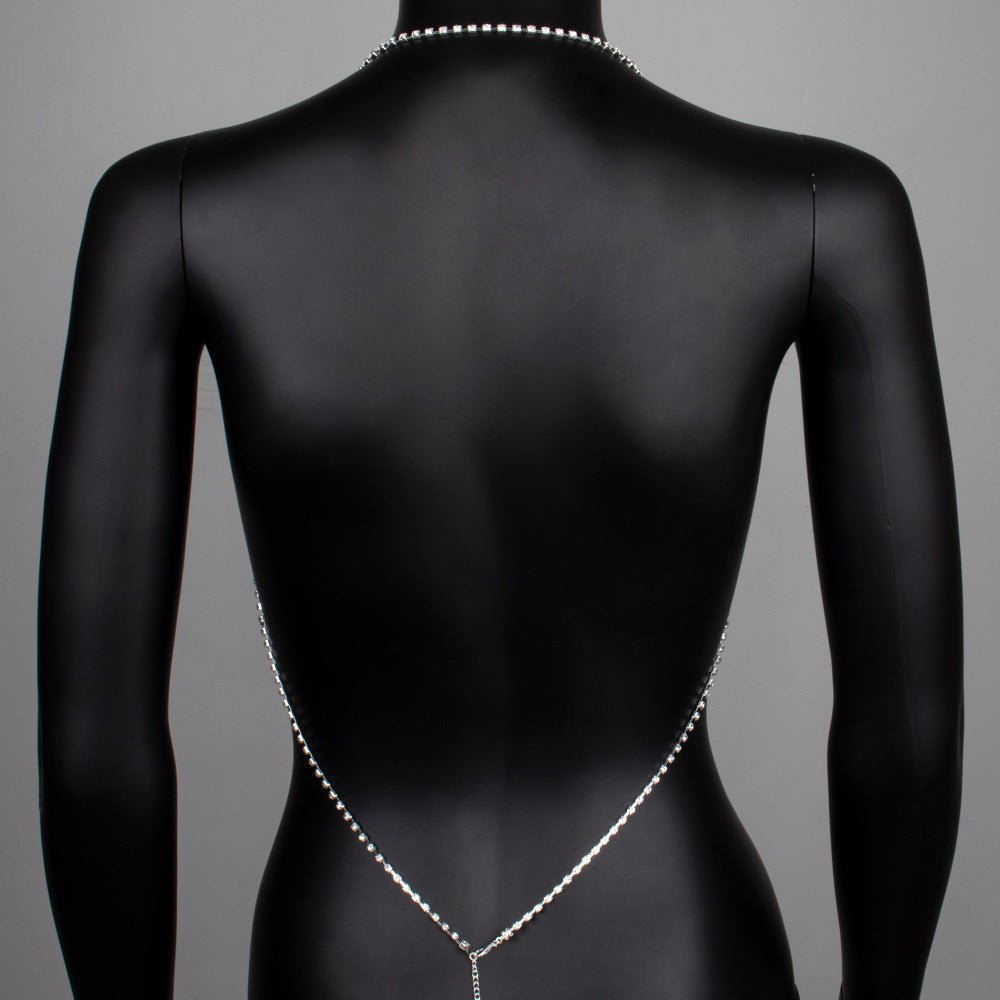 Rhinestone chain chest chain super flash sxy rhinestone halter neck body chain - Negative Apparel