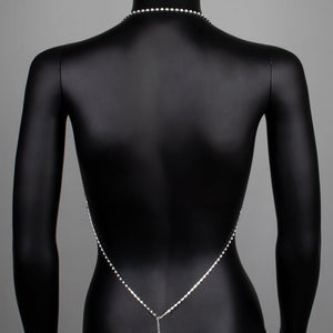 Rhinestone chain chest chain super flash sxy rhinestone halter neck body chain - Negative Apparel