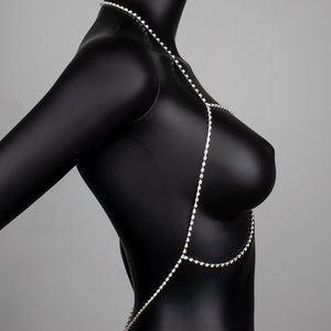 Rhinestone chain chest chain super flash sxy rhinestone halter neck body chain - Negative Apparel