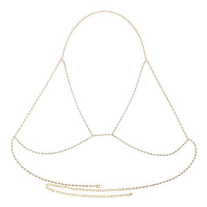 Rhinestone chain chest chain super flash sxy rhinestone halter neck body chain - Negative Apparel