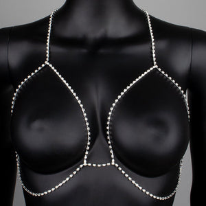 Rhinestone chain chest chain super flash sxy rhinestone halter neck body chain - Negative Apparel