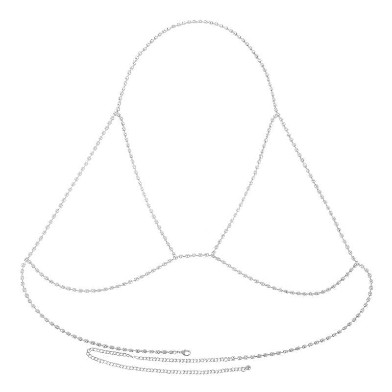 Rhinestone chain chest chain super flash sxy rhinestone halter neck body chain - Negative Apparel