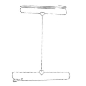 Rhinestone heart leg chain - Negative Apparel