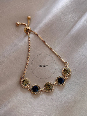 Rhinestone Round Decor Bracelet - Negative Apparel