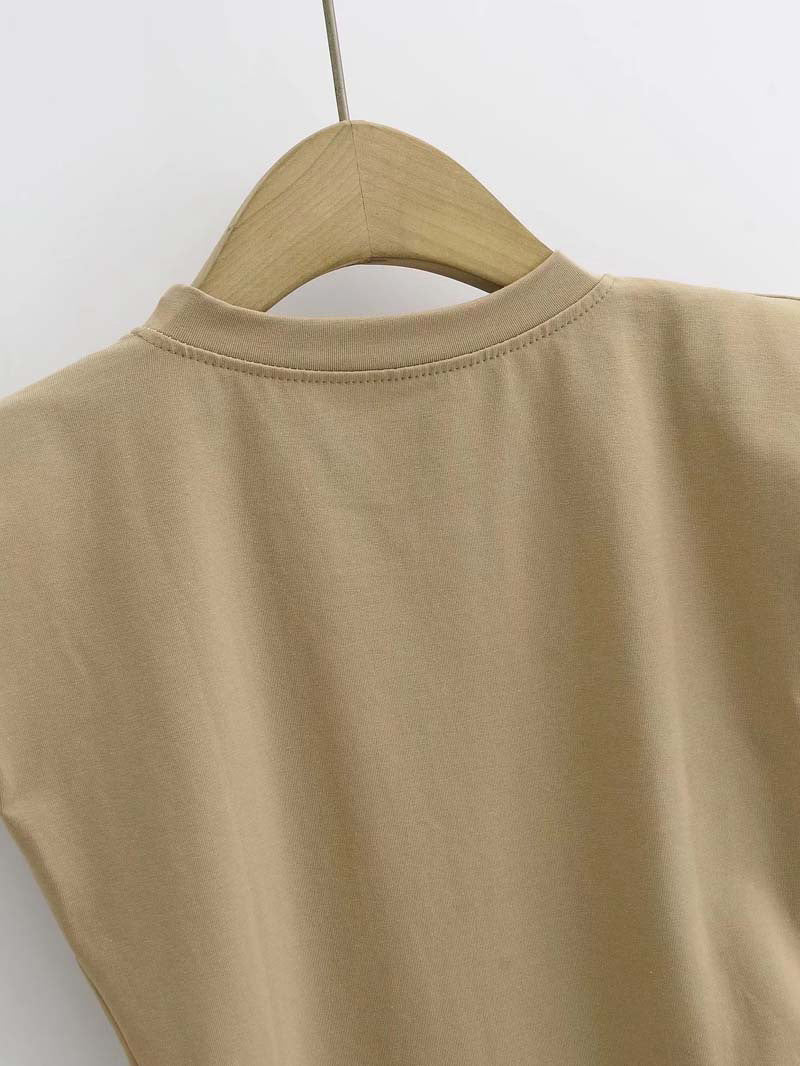 Right angle shoulder pad bodysuit summer new T-shirt solid color open crotch tight bodysuit - Negative Apparel