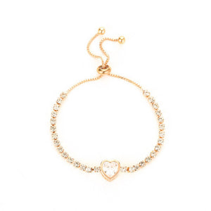 Rose gold heart zircon bracelet versatile high - end female alloy diamond ladies bracelet bracelet jewelry - Negative Apparel