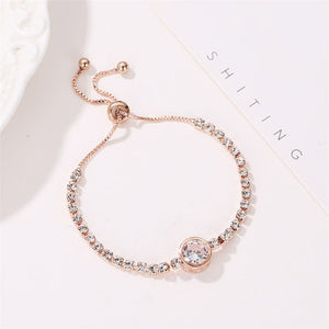 Rose gold heart zircon bracelet versatile high - end female alloy diamond ladies bracelet bracelet jewelry - Negative Apparel