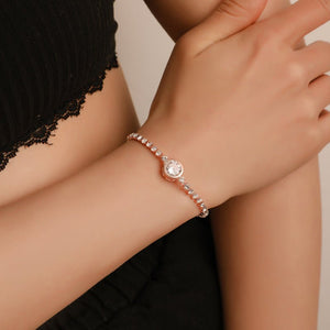 Rose gold heart zircon bracelet versatile high - end female alloy diamond ladies bracelet bracelet jewelry - Negative Apparel