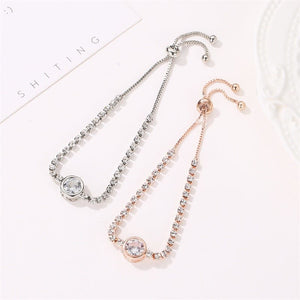 Rose gold heart zircon bracelet versatile high - end female alloy diamond ladies bracelet bracelet jewelry - Negative Apparel