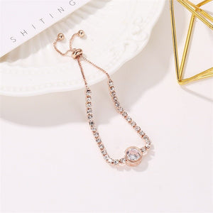 Rose gold heart zircon bracelet versatile high - end female alloy diamond ladies bracelet bracelet jewelry - Negative Apparel