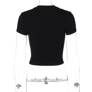 Round neck short sleeve pullover print slim fit T-shirt top - Negative Apparel