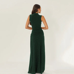 Round Neck Sleeveless Bright silk Fishtail Slim Dress - Negative Apparel