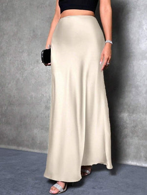 satin skirt spring and summer new simple imitation silk long skirt women's clothing - Negative Apparel