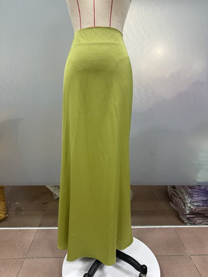 satin skirt spring and summer new simple imitation silk long skirt women's clothing - Negative Apparel