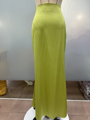 satin skirt spring and summer new simple imitation silk long skirt women's clothing - Negative Apparel