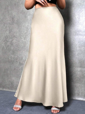 satin skirt spring and summer new simple imitation silk long skirt women's clothing - Negative Apparel