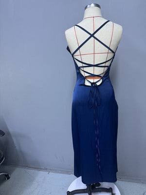 Satin suspender dress slit lace sxy mid - length dress - Negative Apparel