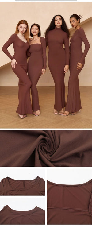 Sculpting Silhouette | Long Sleeve Body - Contouring Maxi Dress - Negative Apparel