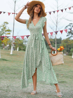 Self - designed V - neck Bohemian holiday style slim lace dress - Negative Apparel
