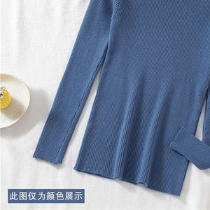 Semi - turtleneck bottoming shirt women's inner thin autumn and winter new foreign style short sweater long - sleeved knitted sweater middle collar top - Negative Apparel