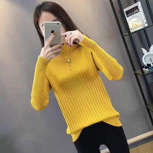 Semi - turtleneck bottoming sweater women's autumn and winter new foreign style slim - fitting inner and outer wear medium neck knitted sweater long - sleeved top - Negative Apparel