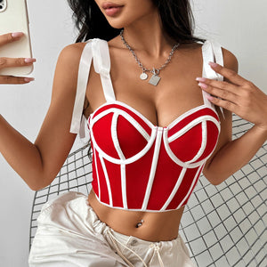 Sexy Ribbon Tie Fishbone Camisole - Negative Apparel