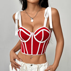 Sexy Ribbon Tie Fishbone Camisole - Negative Apparel