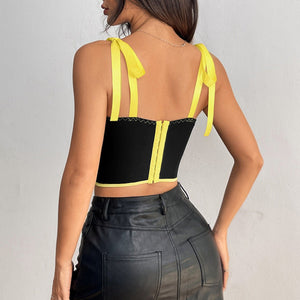 Sexy Ribbon Tie Fishbone Camisole - Negative Apparel