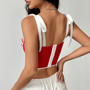 Sexy Ribbon Tie Fishbone Camisole - Negative Apparel