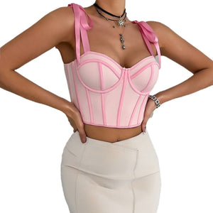 Sexy Ribbon Tie Fishbone Camisole - Negative Apparel