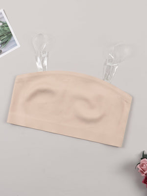 Sexy seamless letter shoulder strap tube top non - slip strip gathered outside wear European and American anti - light beautiful back inner underwear women - Negative Apparel